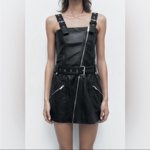 NWT Genuine Leather Zara Biker Dress - Picture 13 of 13